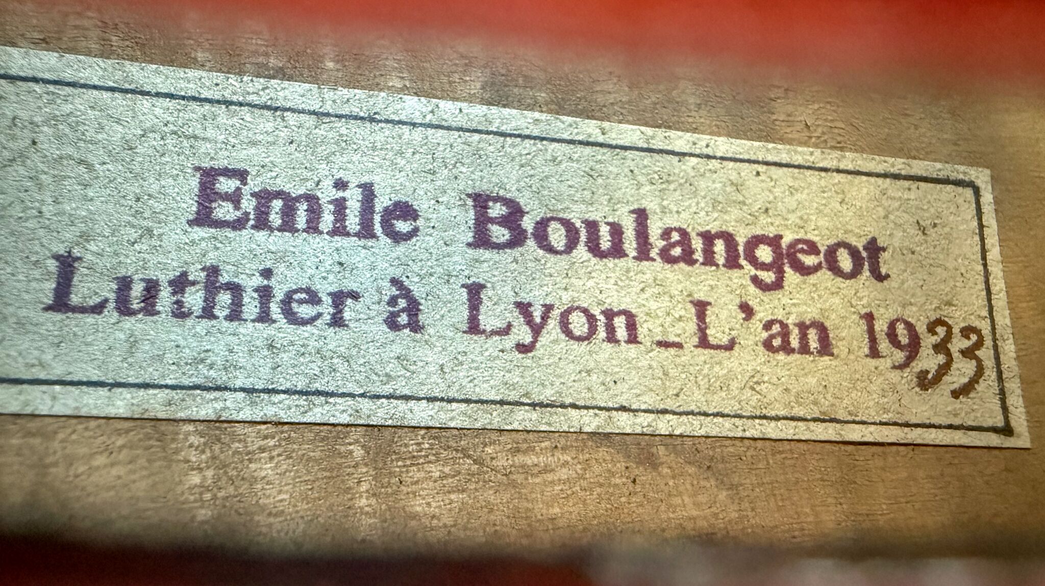 Emile Boulangeot Violin - Lyon 1933