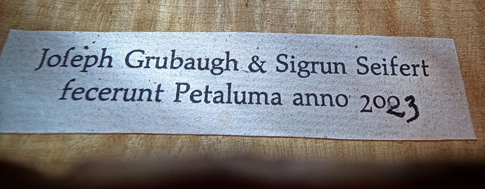 Grubaugh & Seifert Violin - Petaluma 2023-01