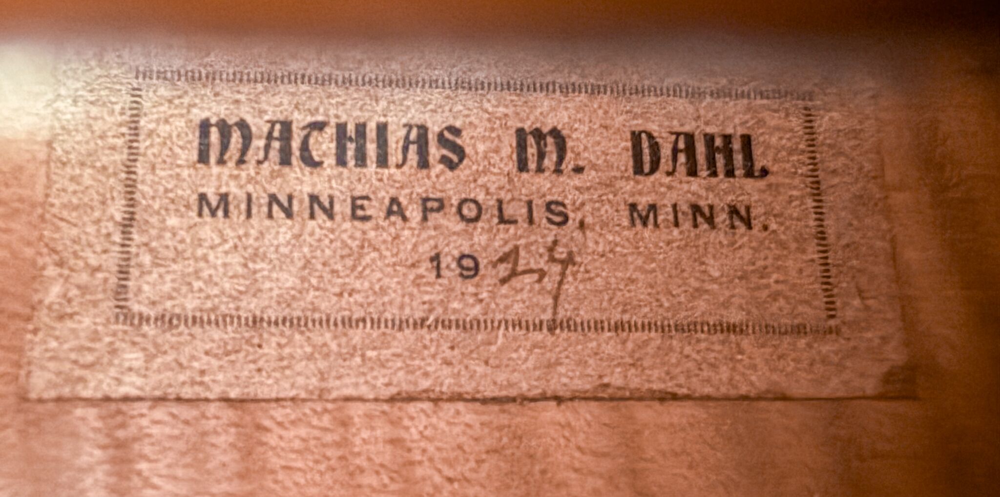 Mathias M. Dahl Violin - Minneapolis 1924